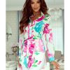 Azura Exchange Floral Print Lace-up Tunic Shirt – L