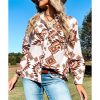 Azura Exchange Button Flap Pocket Shirt with Western Aztec Pattern – L