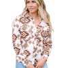 Azura Exchange Button Flap Pocket Shirt with Western Aztec Pattern – L