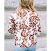 Azura Exchange Button Flap Pocket Shirt with Western Aztec Pattern – L