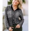 Azura Exchange Sequin Color Block Patch Pocket Shirt – M