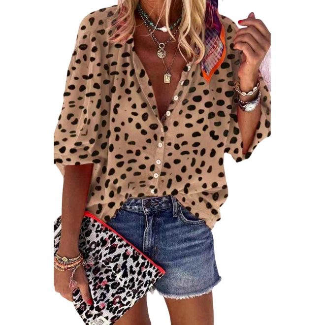 Azura Exchange Leopard Print Casual Shirt – L