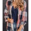 Azura Exchange Roll-up Sleeve Plaid Pattern Shirt – L