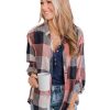 Azura Exchange Roll-up Sleeve Plaid Pattern Shirt – L