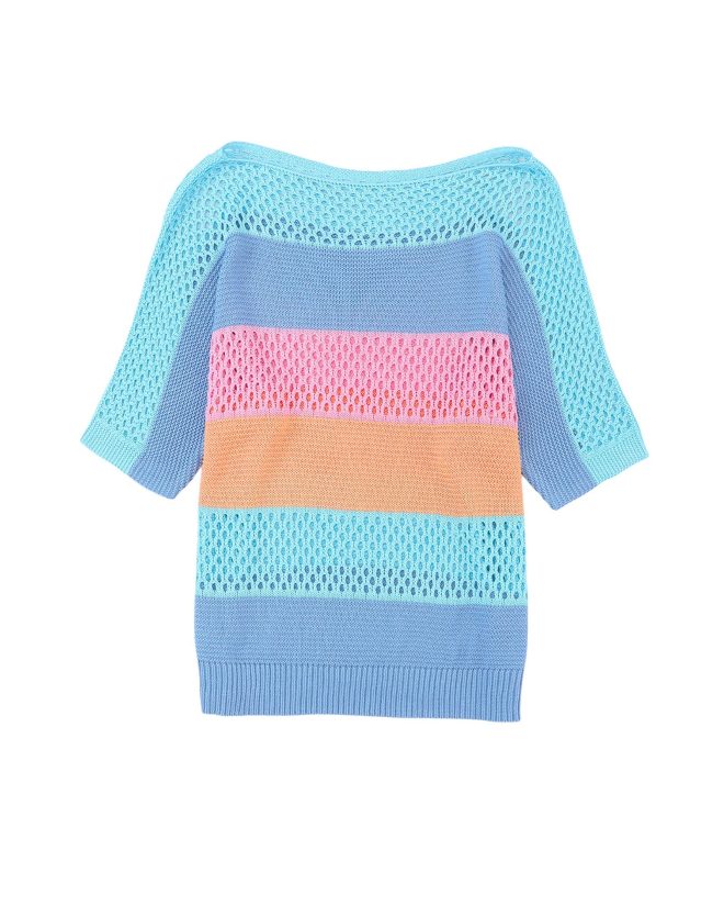 Azura Exchange Colorblock Striped Knitted Top – L