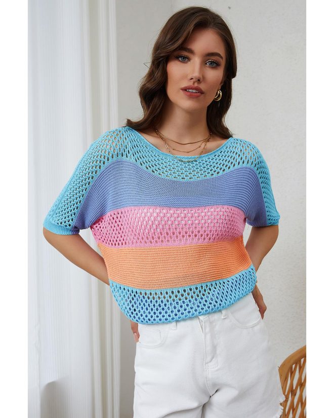 Azura Exchange Colorblock Striped Knitted Top – L