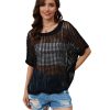 Azura Exchange Fishnet Knit Ribbed Short Sleeve Sweater Tee – 2XL