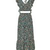 Azura Exchange Floral Ruffled Crop Top and Maxi Skirt Set – L