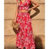 Azura Exchange Floral Ruffled Crop Top and Maxi Skirt Set – 2XL