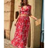 Azura Exchange Floral Ruffled Crop Top and Maxi Skirt Set – 2XL