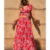 Azura Exchange Floral Ruffled Crop Top and Maxi Skirt Set – 2XL