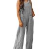 Azura Exchange Textured Wide Leg Overall with Pockets – L