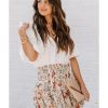 Azura Exchange Beige Ruffle Tiered Floral Skirt – XL