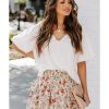 Azura Exchange Beige Ruffle Tiered Floral Skirt – XL