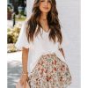 Azura Exchange Beige Ruffle Tiered Floral Skirt – XL