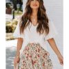 Azura Exchange Beige Ruffle Tiered Floral Skirt – XL