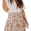 Azura Exchange Beige Ruffle Tiered Floral Skirt – XL