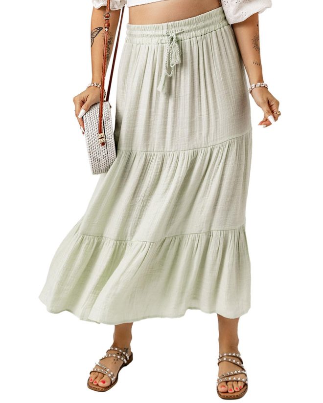 Azura Exchange High Waist Tiered Long Skirt – L