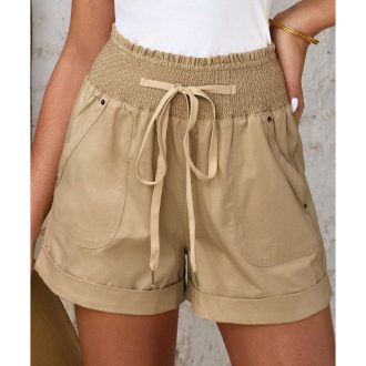 Azura Exchange Drawstring Khaki High Waist Shorts