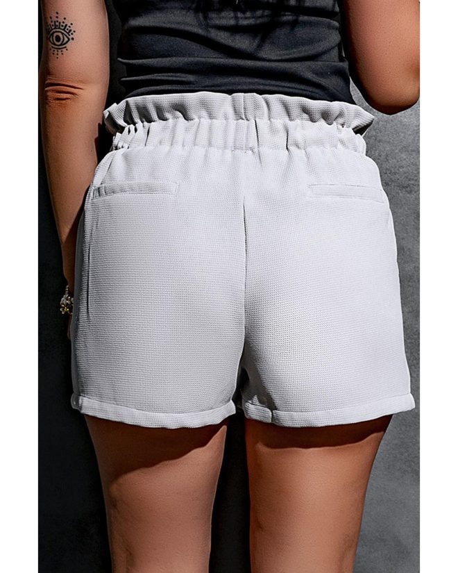 Azura Exchange Linen Mix Paper Bag Shorts – L