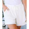 Azura Exchange Waffle Knit Lace-up High Waist Wide Leg Shorts – L