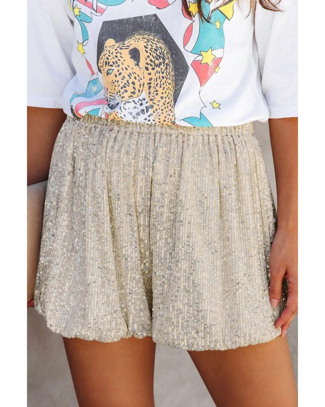 Azura Exchange Sequin High Waist Casual Shorts – L