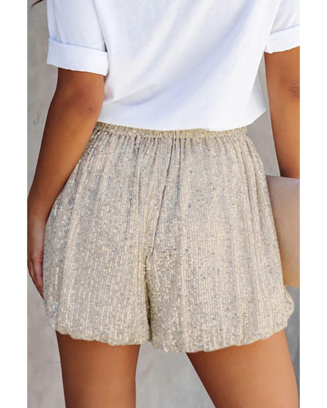 Azura Exchange Sequin High Waist Casual Shorts – L