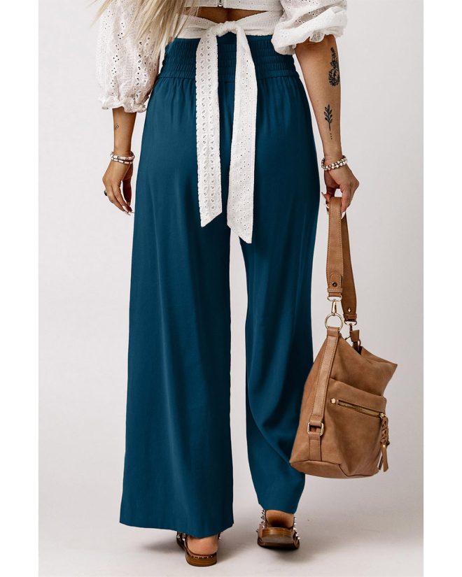 Azura Exchange Drawstring Elastic Waist Wide Leg Pants – L