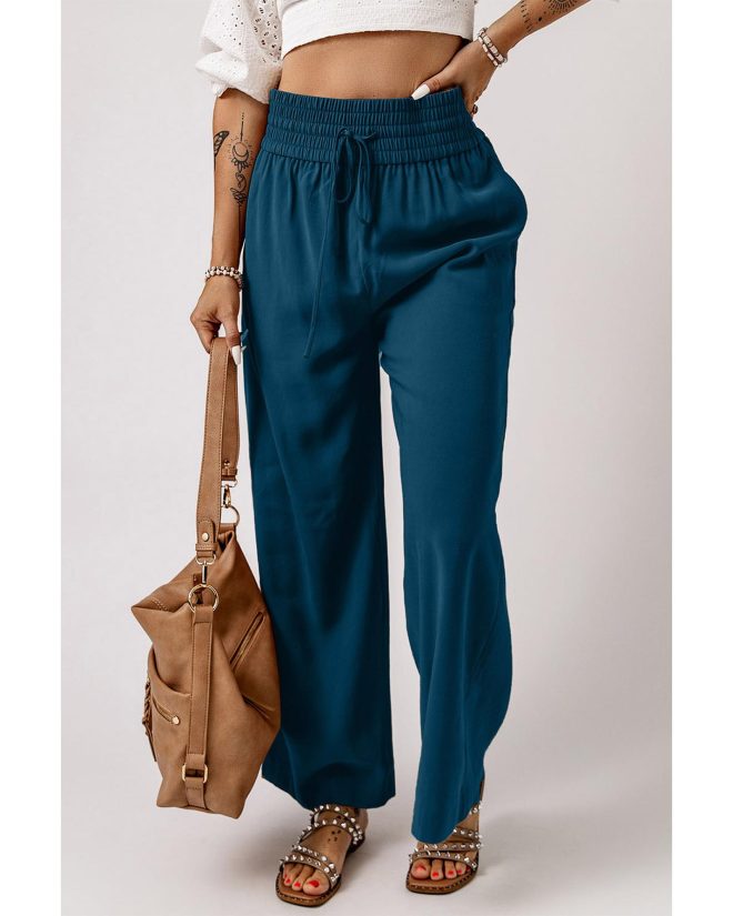 Azura Exchange Drawstring Elastic Waist Wide Leg Pants – L