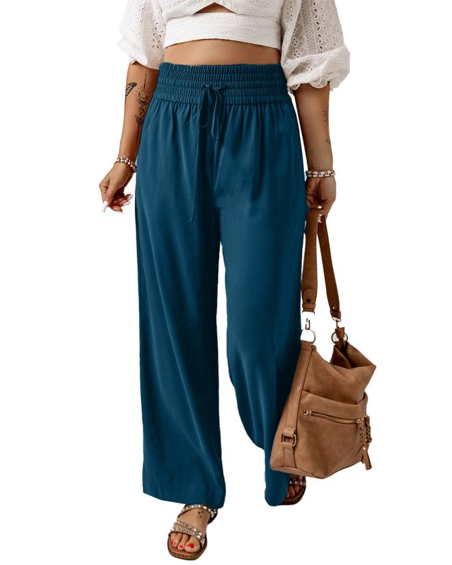 Azura Exchange Drawstring Elastic Waist Wide Leg Pants – L