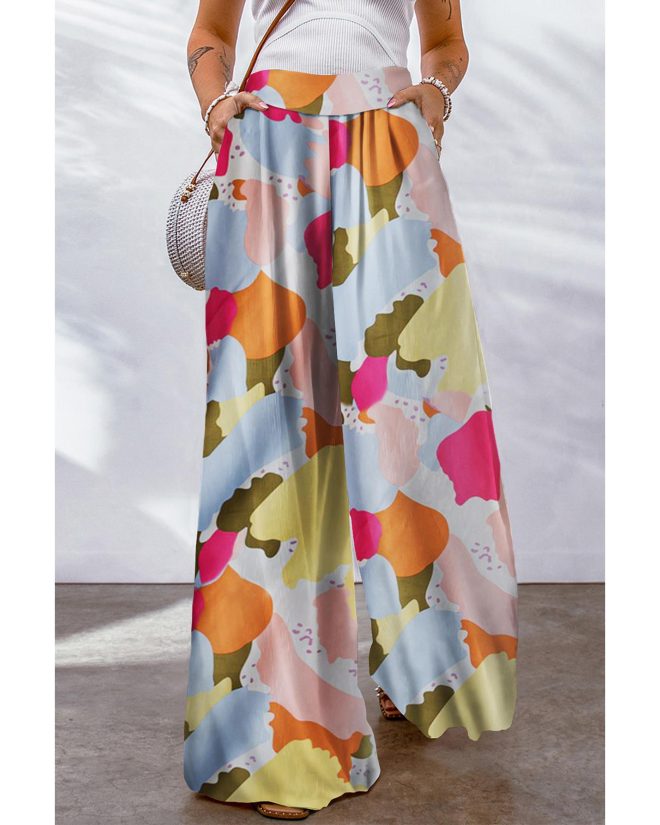 Azura Exchange Color Palette Print Wide Leg Pants – L