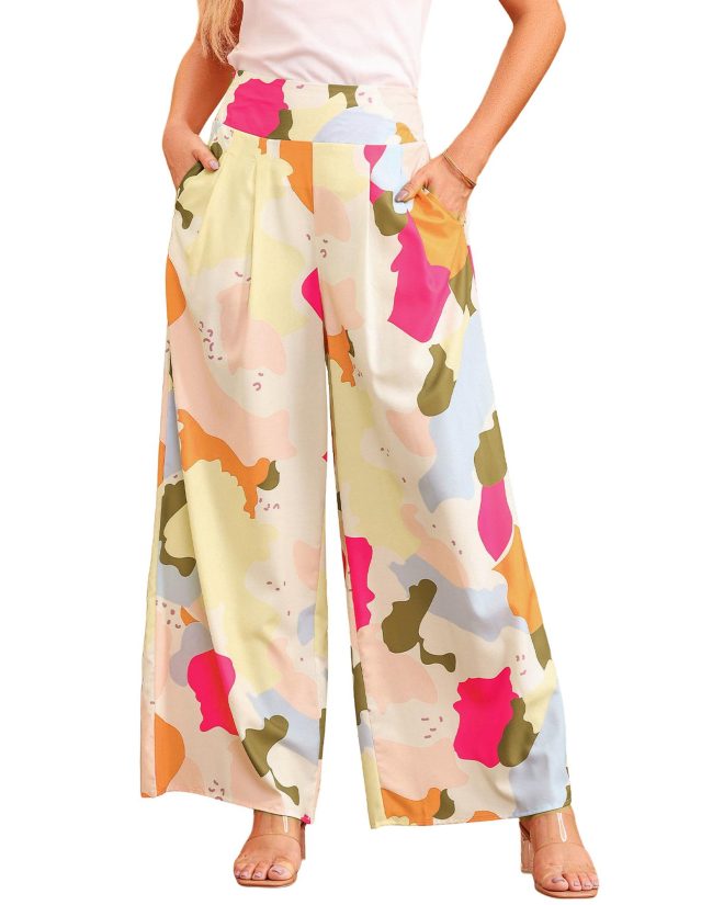 Azura Exchange Color Palette Print Wide Leg Pants – L