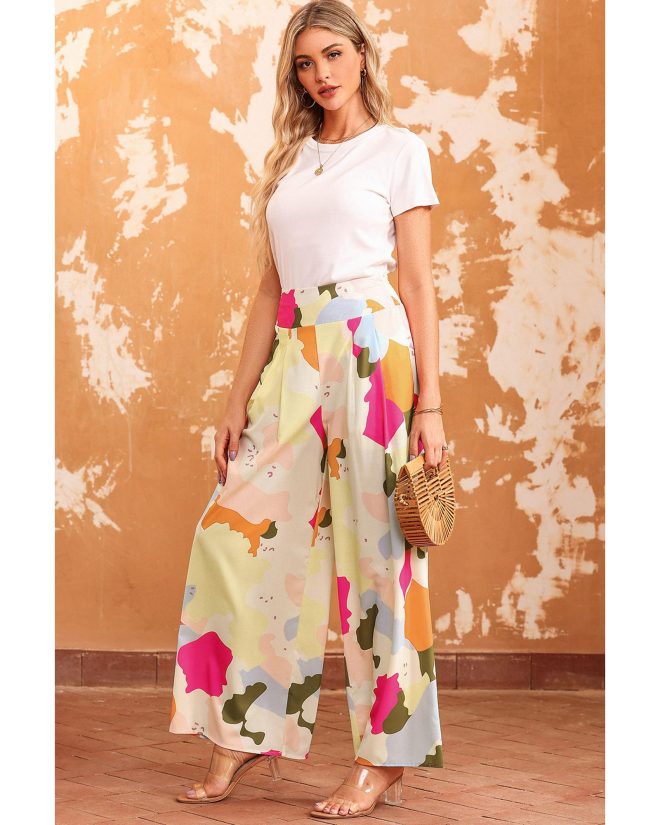 Azura Exchange Color Palette Print Wide Leg Pants – L