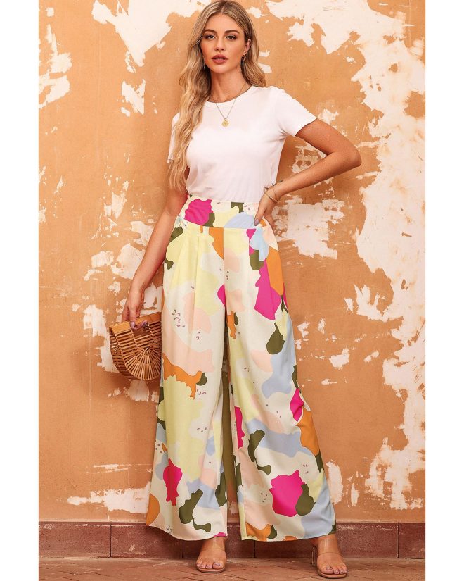 Azura Exchange Color Palette Print Wide Leg Pants – L