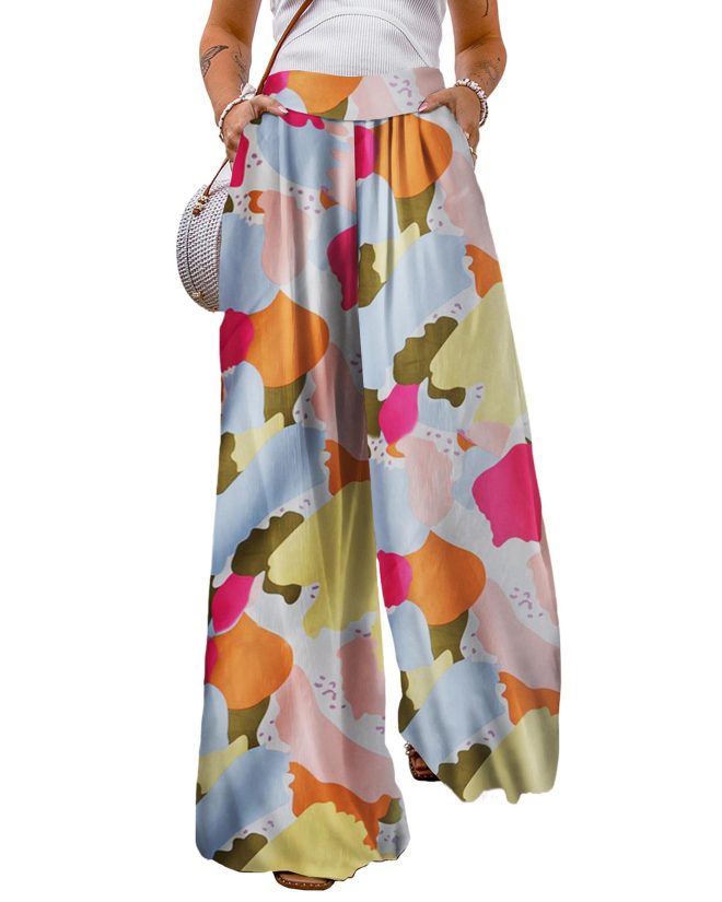 Azura Exchange Color Palette Print Wide Leg Pants – L