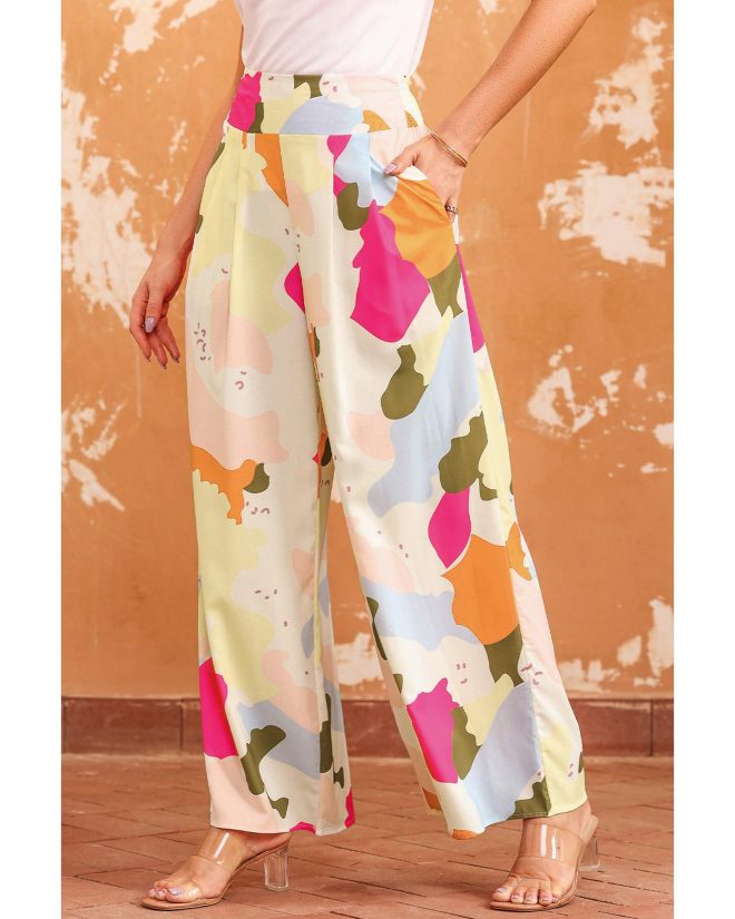 Azura Exchange Color Palette Print Wide Leg Pants – L