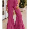 Azura Exchange Textured High Waist Ruffled Bell Bottom Pants – L