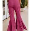 Azura Exchange Textured High Waist Ruffled Bell Bottom Pants – L