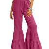 Azura Exchange Textured High Waist Ruffled Bell Bottom Pants – L