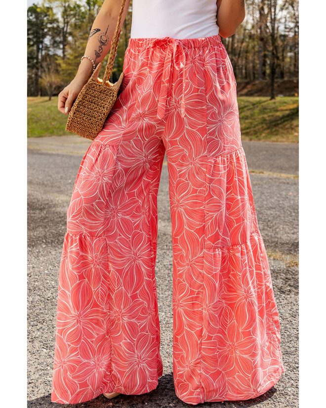 Azura Exchange Floral Print Wide Leg Pants – L