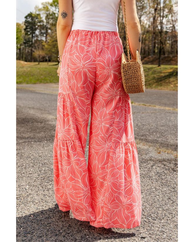 Azura Exchange Floral Print Wide Leg Pants – L