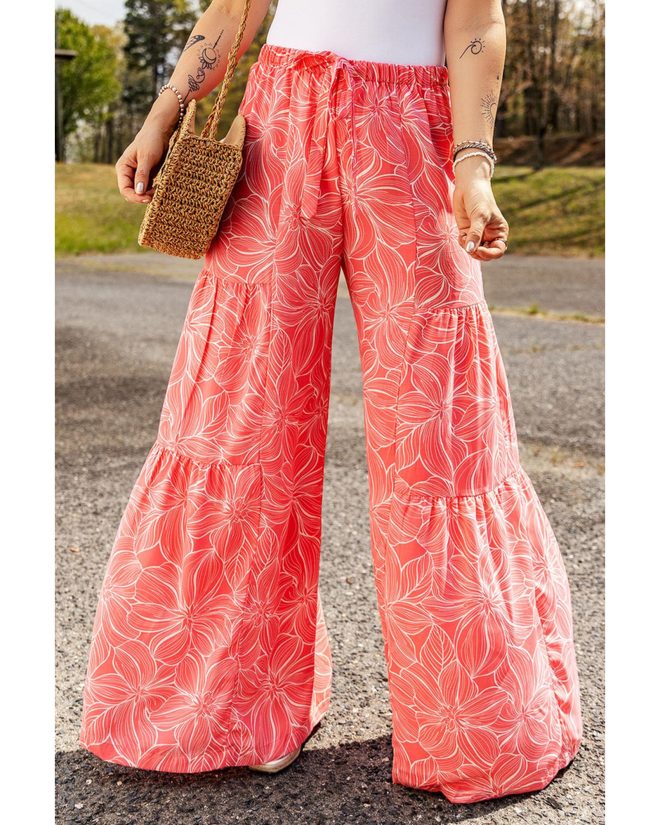 Azura Exchange Floral Print Wide Leg Pants – L