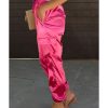 Azura Exchange Drawstring Satin Pants with Elastic Waist and Pockets – L