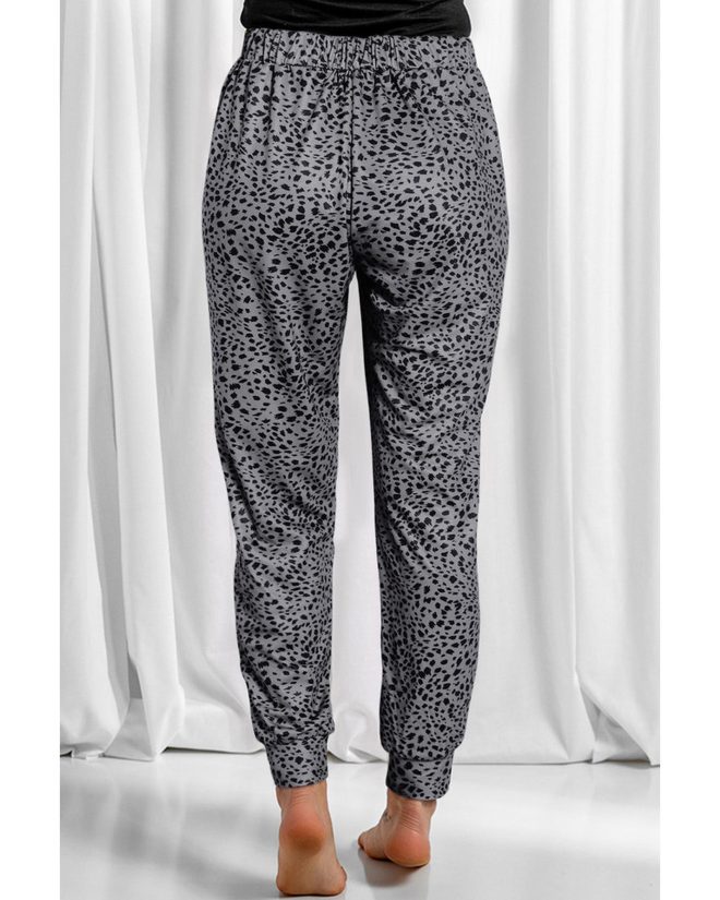 Azura Exchange Drawstring Lounge Jogger Pants with Animal Spots – S