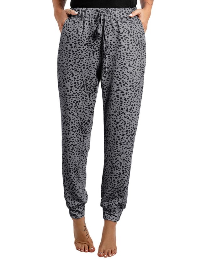 Azura Exchange Drawstring Lounge Jogger Pants with Animal Spots – S