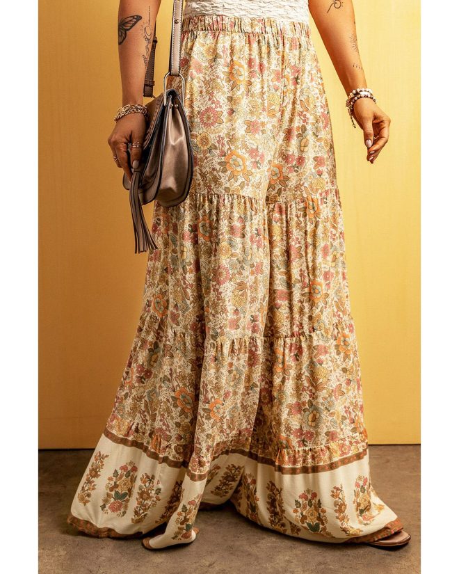 Azura Exchange Boho Floral Patchwork Wide Leg Pants – L