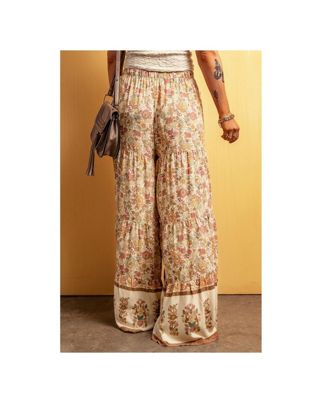 Azura Exchange Boho Floral Patchwork Wide Leg Pants – L