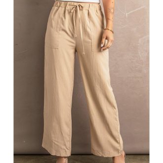 Azura Exchange Drawstring Waist Crinkled Wide Leg Pants