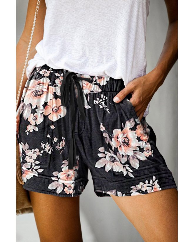 Azura Exchange Print Drawstring Casual Elastic Waist Pocketed Shorts – 2XL