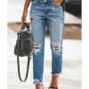 Azura Exchange Patchwork Frayed Hem Ripped Jeans – S